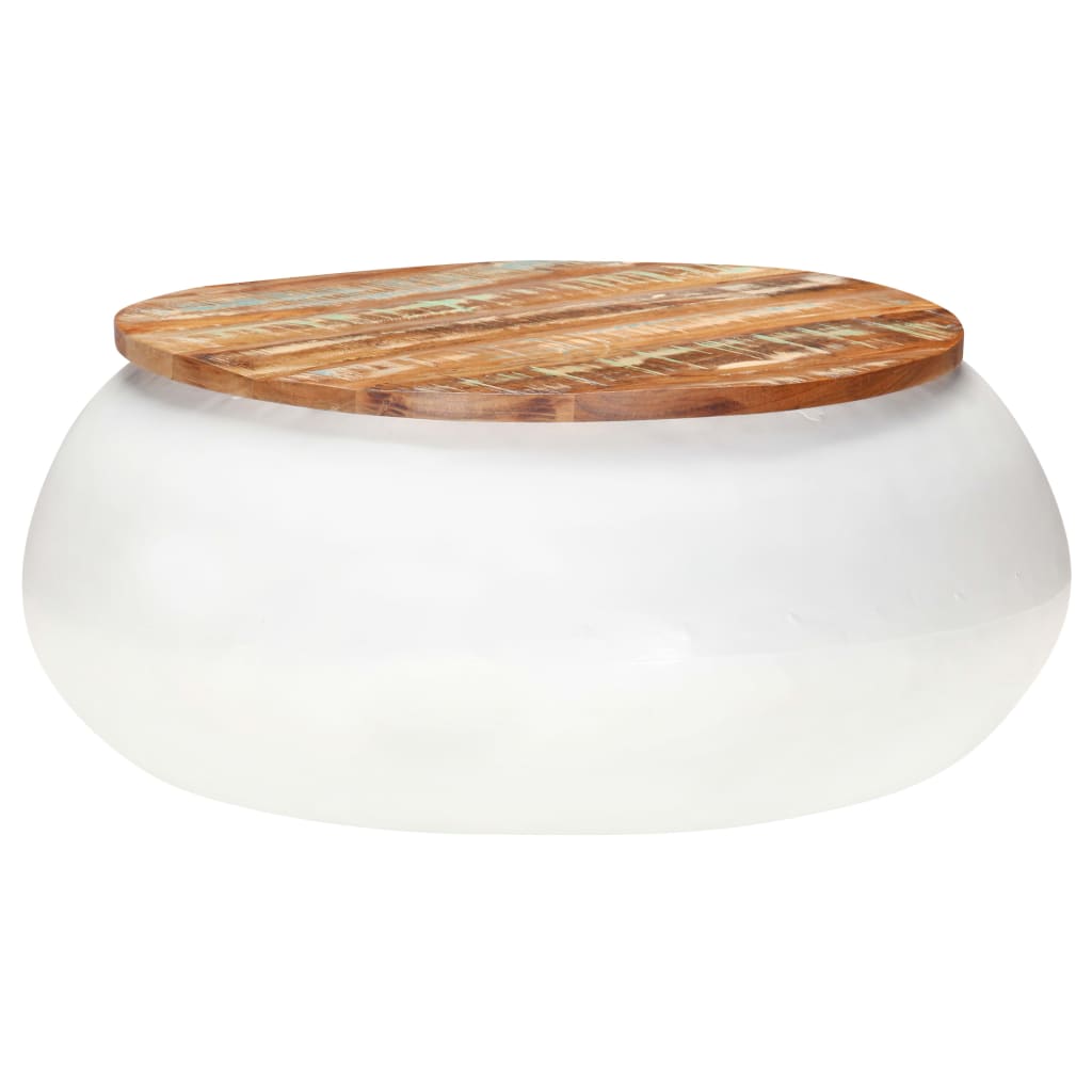 Coffee Table White 68x68x30 cm Solid Reclaimed Wood