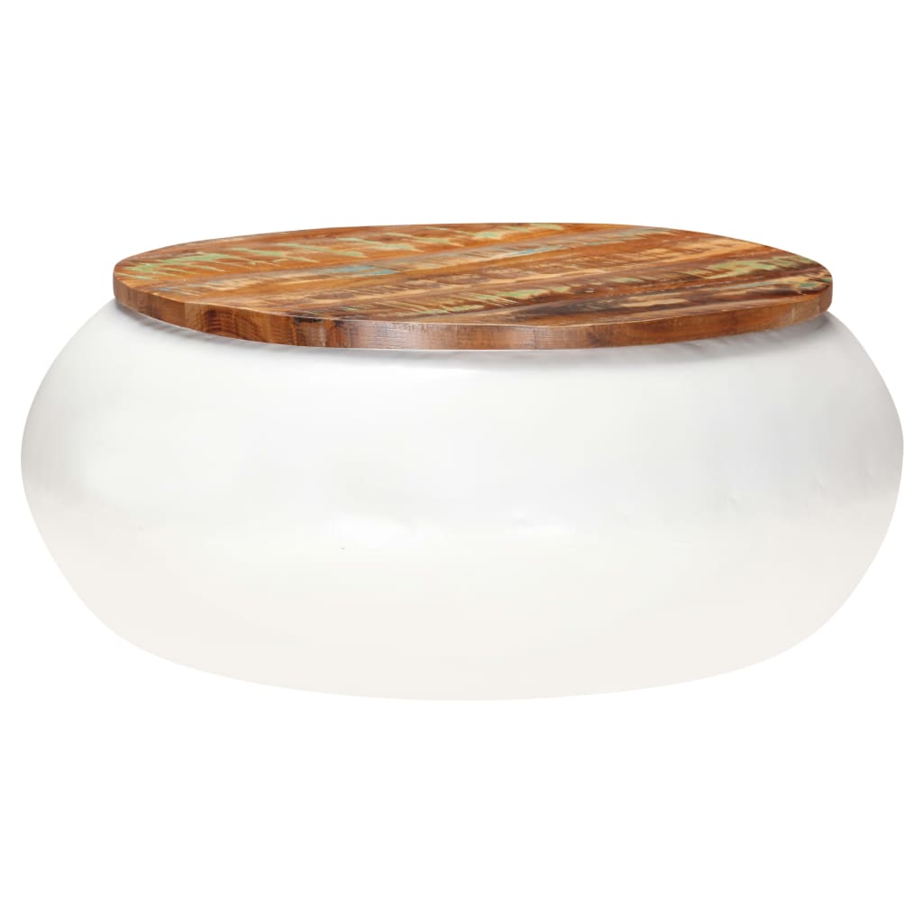 Coffee Table White 68x68x30 cm Solid Reclaimed Wood