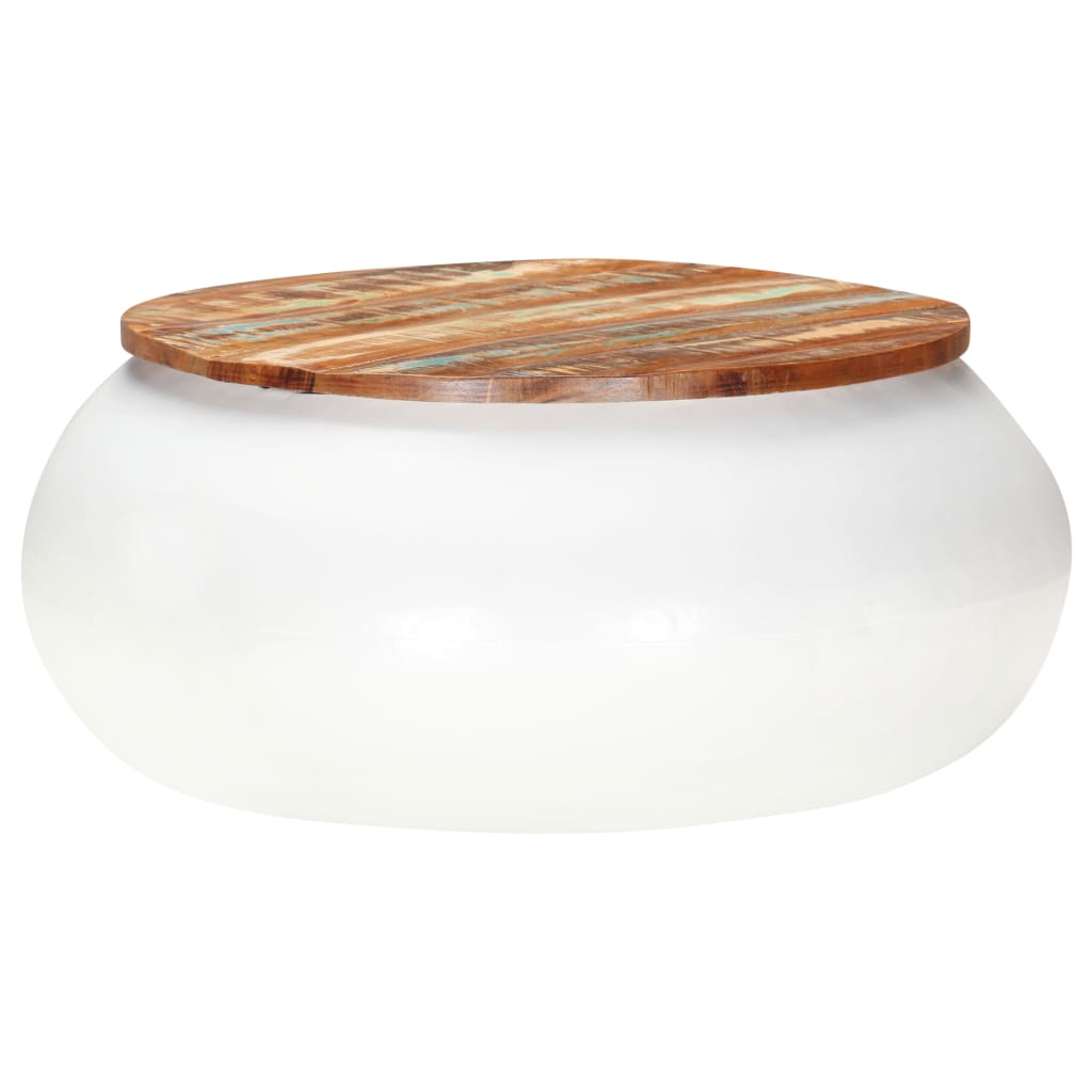 Coffee Table White 68x68x30 cm Solid Reclaimed Wood