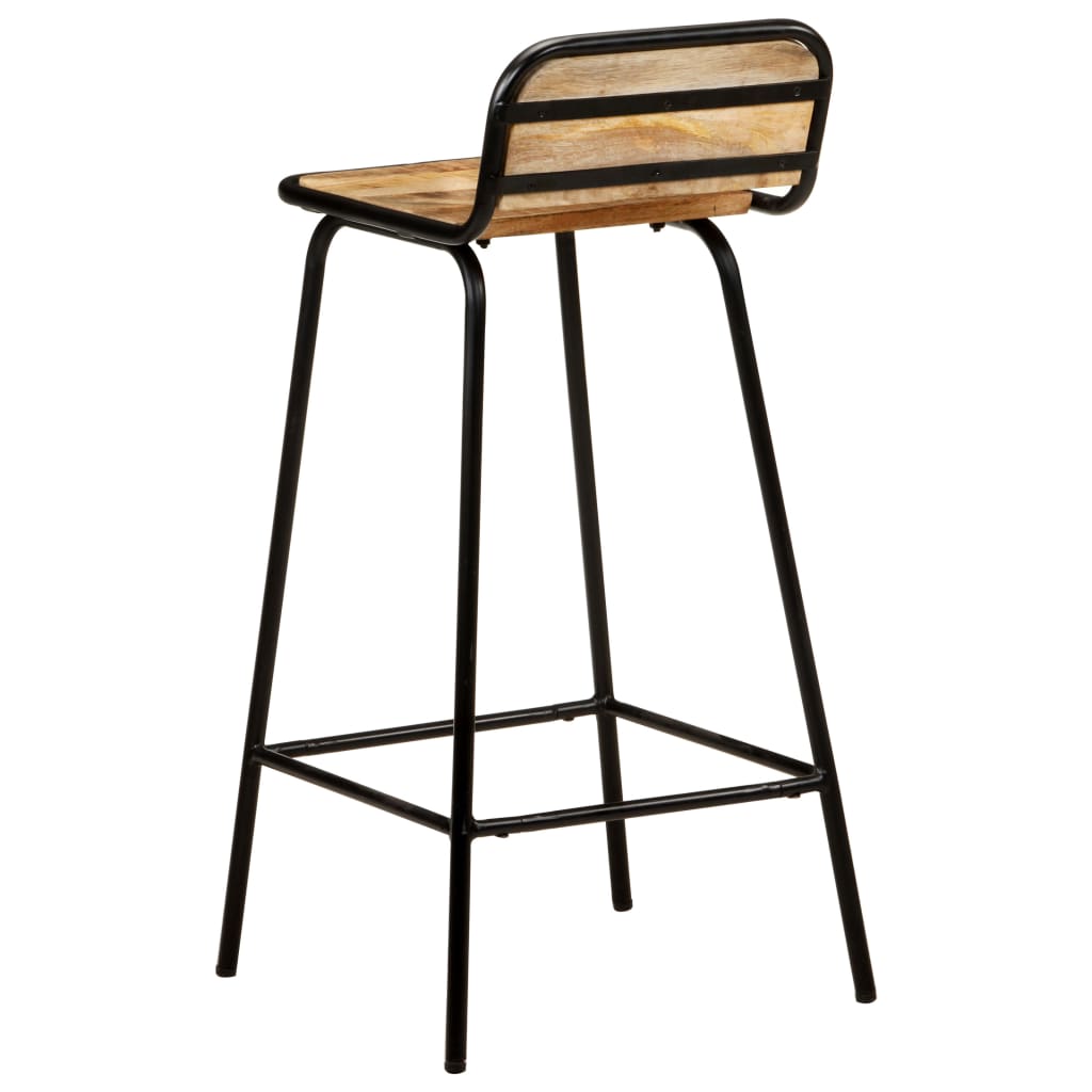 Solid Mango Wood Bar Chairs, Set of 2 - Elegant & Durable Seating