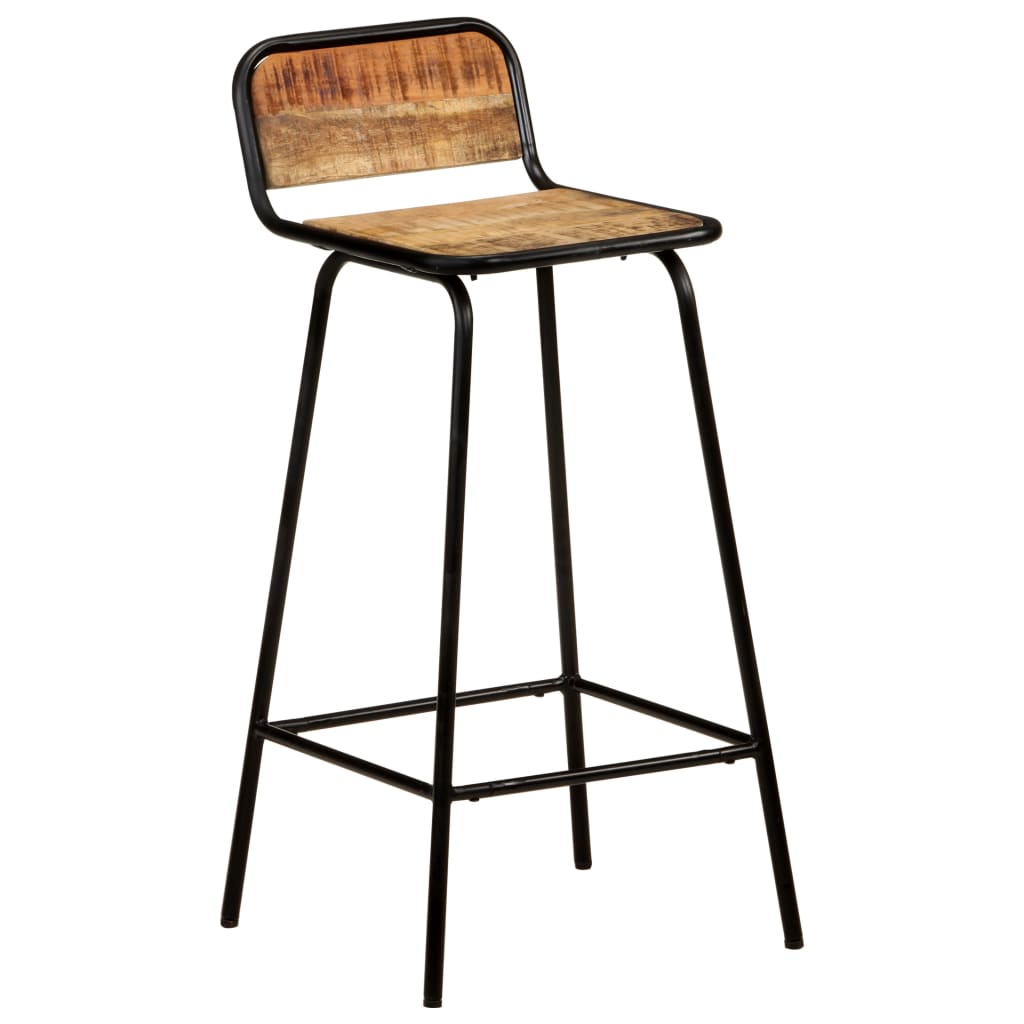 Solid Mango Wood Bar Chairs, Set of 2 - Elegant & Durable Seating