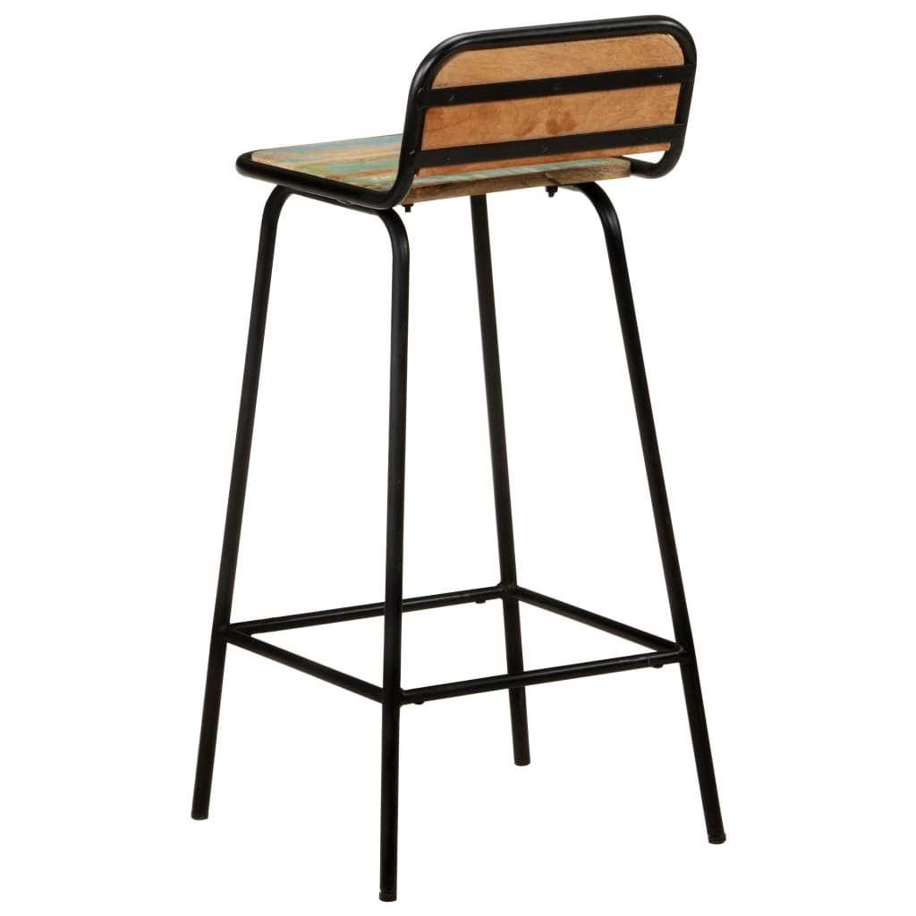 Reclaimed Wood Bar Chairs Set of 2 - Solid & Sustainable Seating