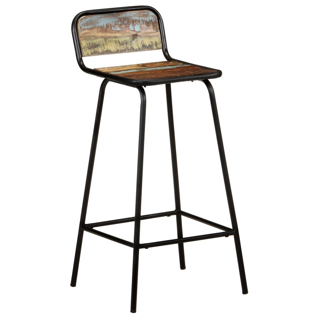 Reclaimed Wood Bar Chairs Set of 2 - Solid & Sustainable Seating