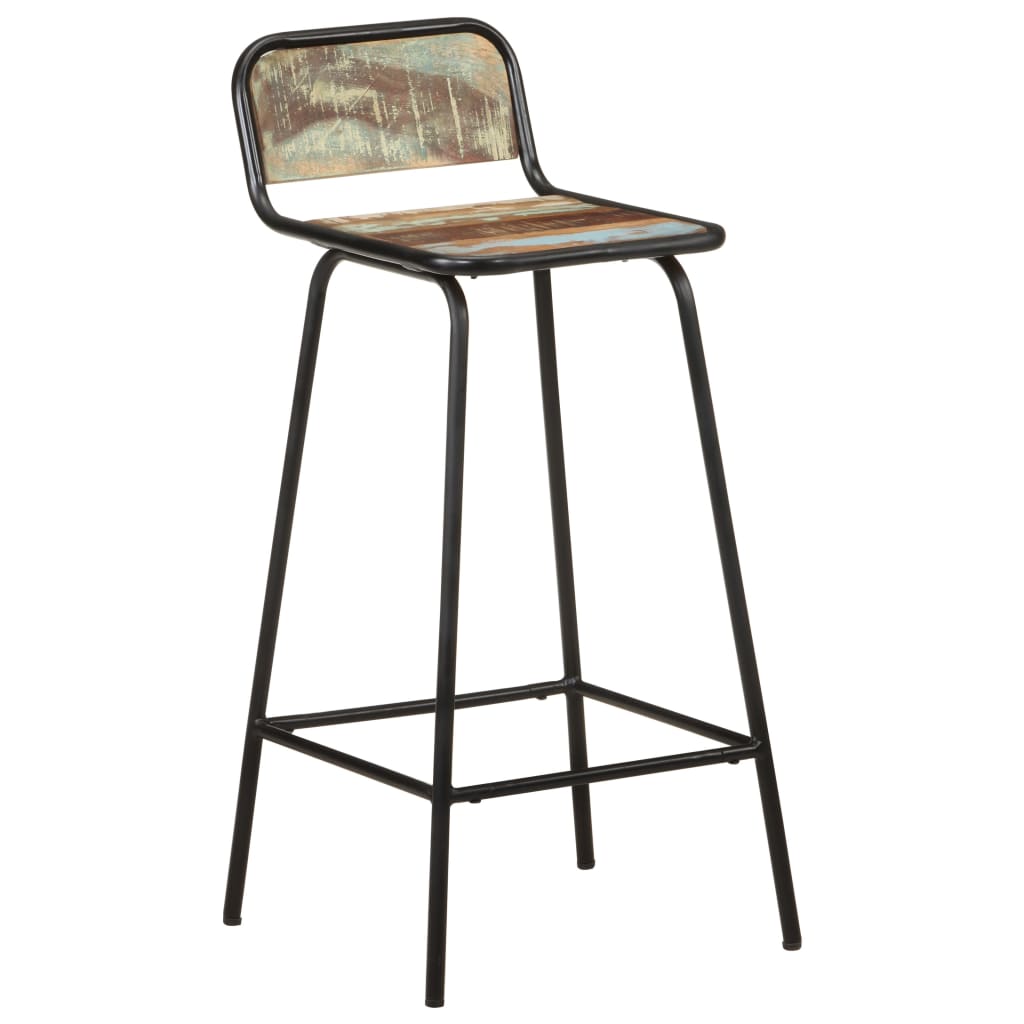 Reclaimed Wood Bar Chairs Set of 2 - Solid & Sustainable Seating