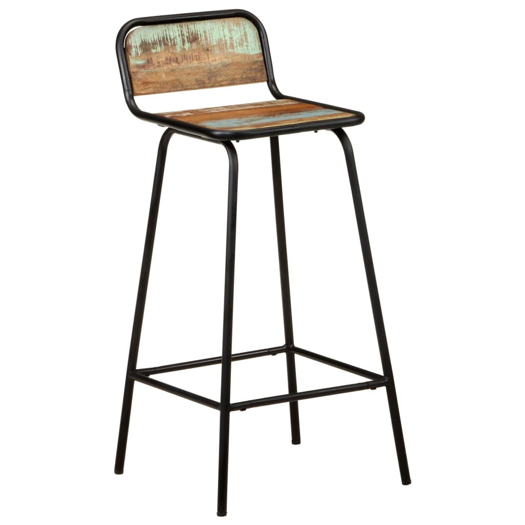 Reclaimed Wood Bar Chairs Set of 2 - Solid & Sustainable Seating