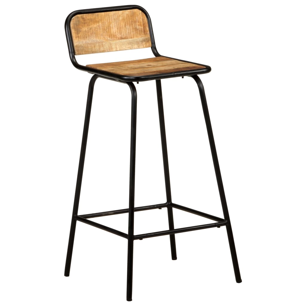 4-Piece Solid Mango Wood Bar Chairs - Rustic Elegance