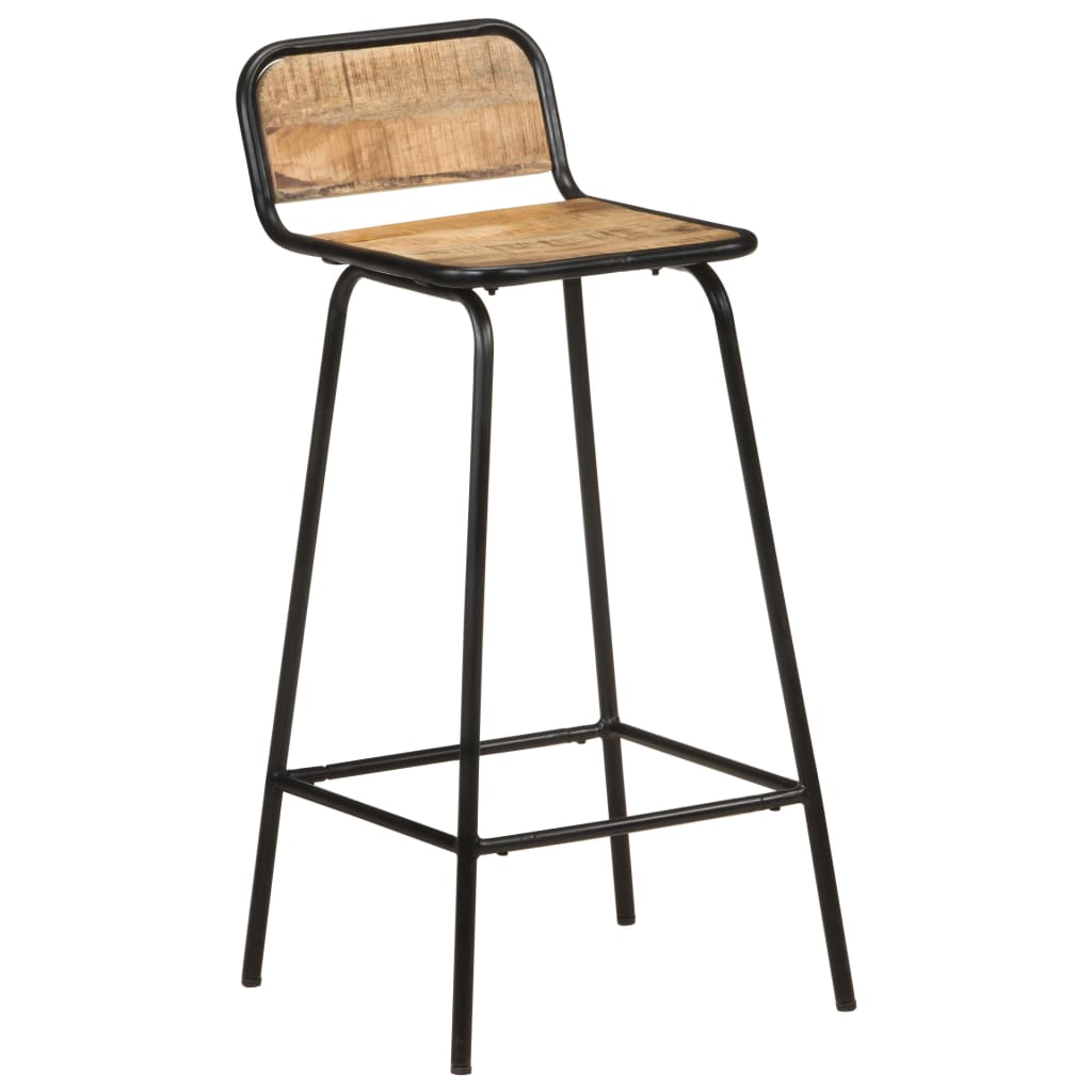 4-Piece Solid Mango Wood Bar Chairs - Rustic Elegance
