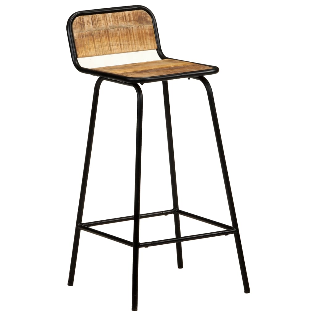4-Piece Solid Mango Wood Bar Chairs - Rustic Elegance
