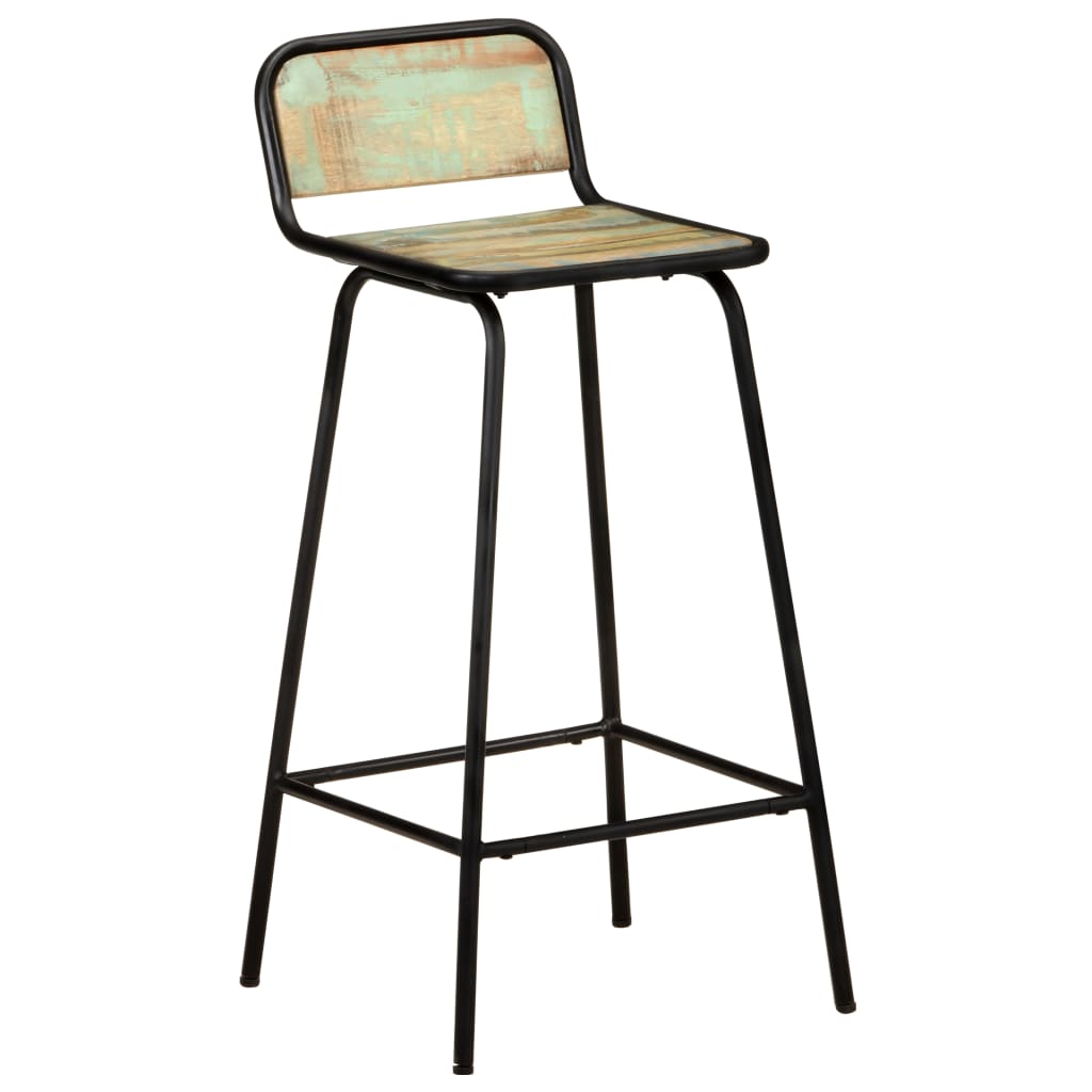 Set of 4 Reclaimed Wood Bar Chairs - Rustic Charm