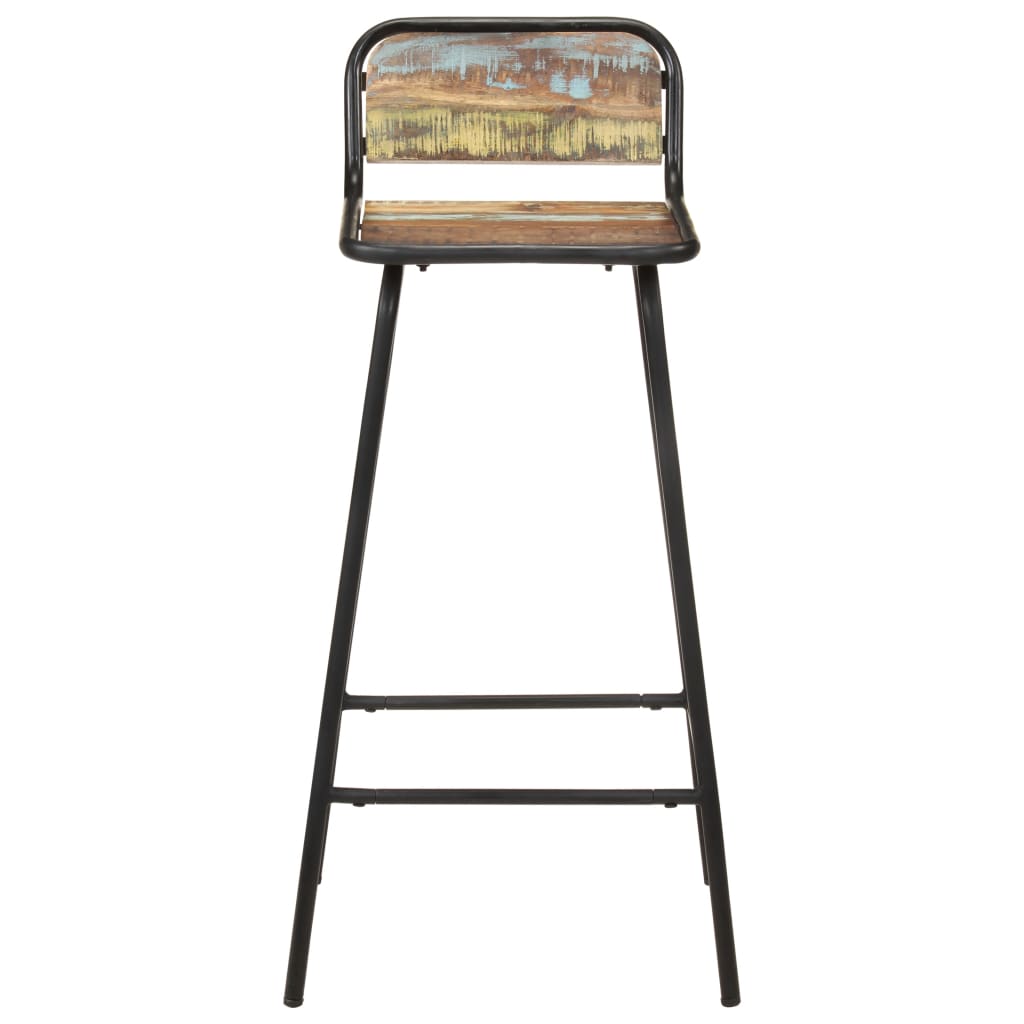 Set of 4 Reclaimed Wood Bar Chairs - Rustic Charm