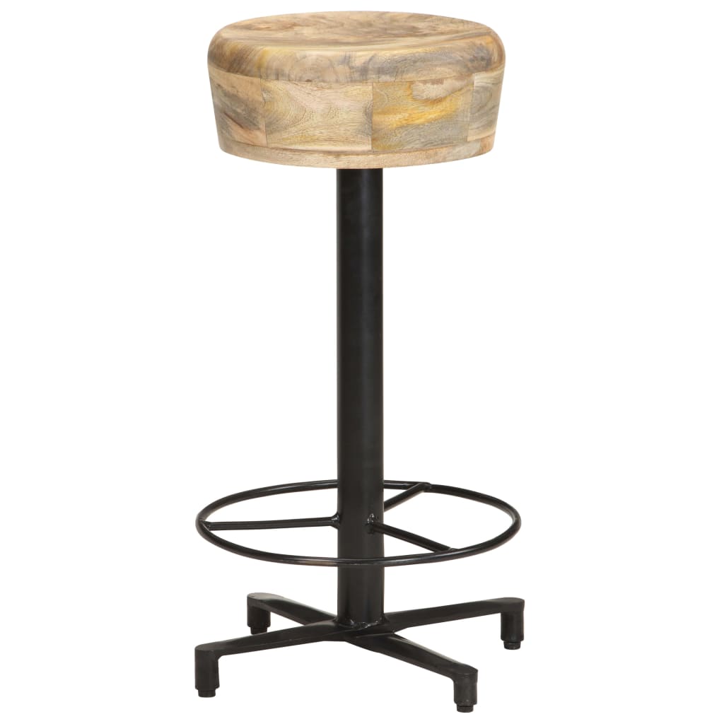 Solid Mango Wood Bar Stools Set of 2, 66cm Height