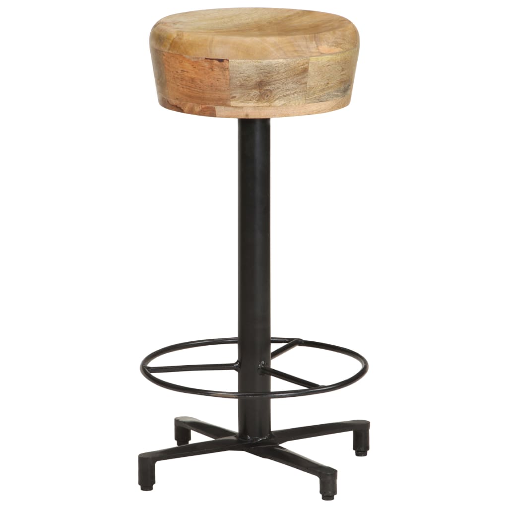 Solid Mango Wood Bar Stools Set of 2, 66cm Height