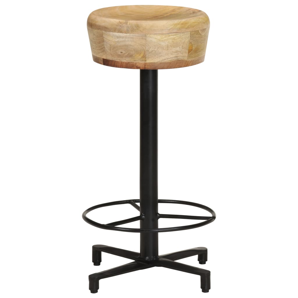 Solid Mango Wood Bar Stools Set of 2, 66cm Height