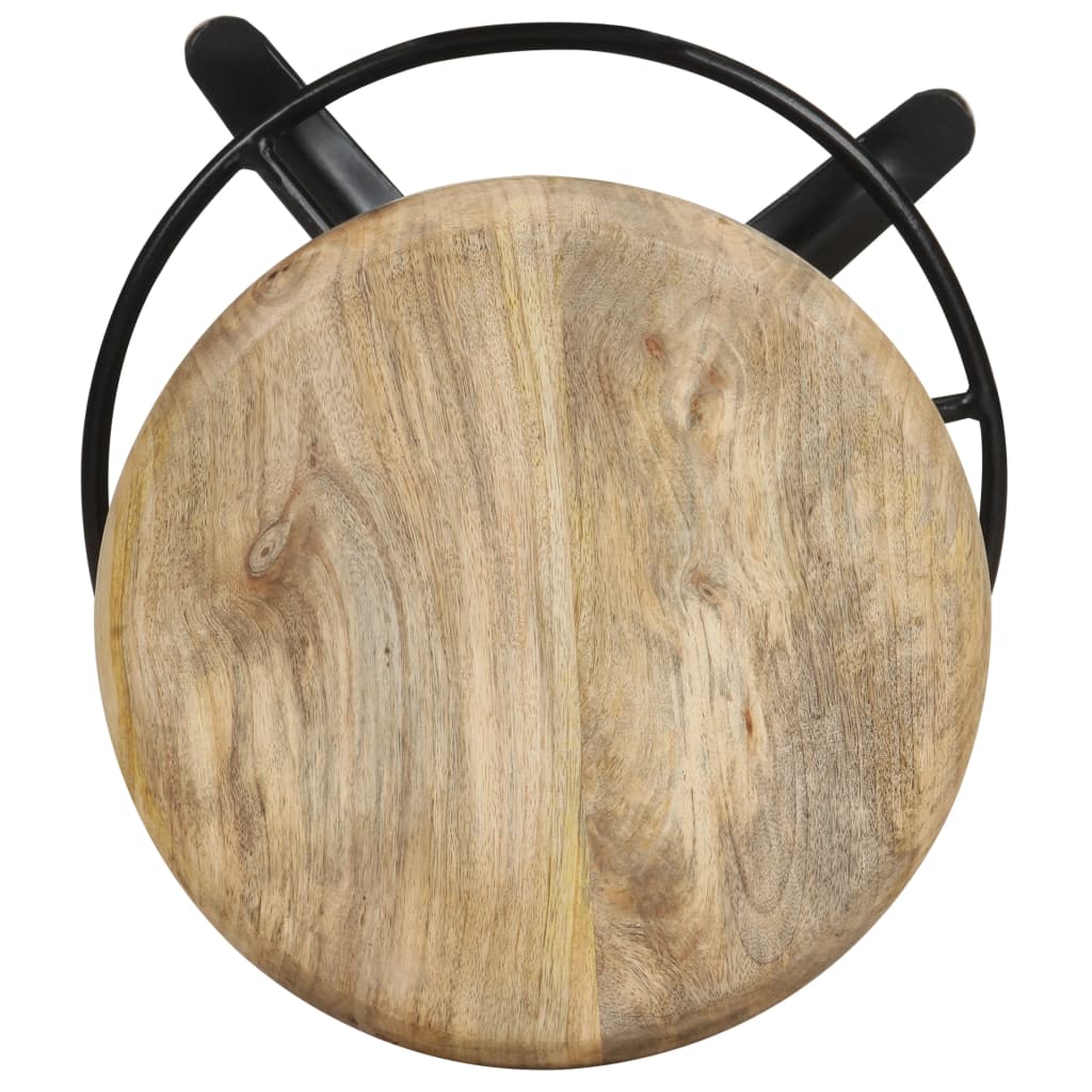 Solid Mango Wood Bar Stools Set of 2, 66cm Height