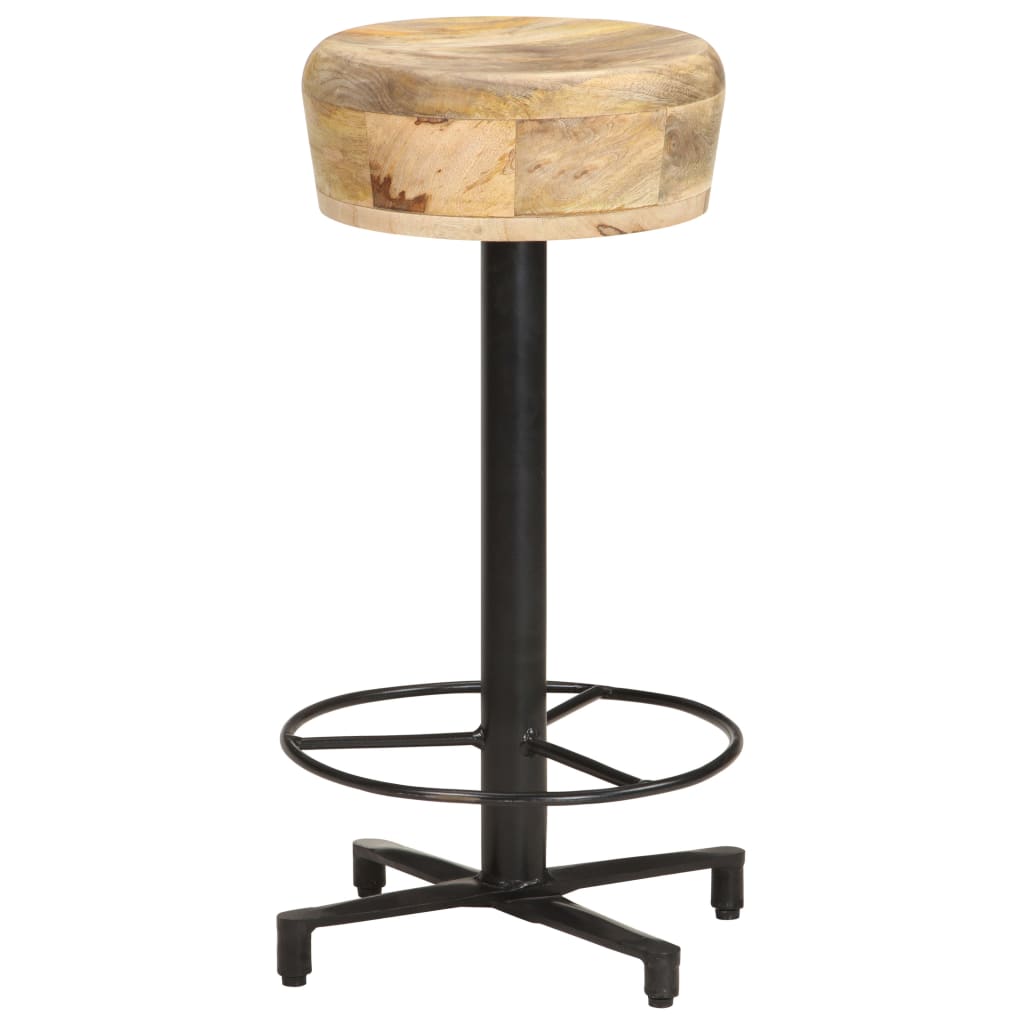 Solid Mango Wood Bar Stools Set of 2, 66cm Height