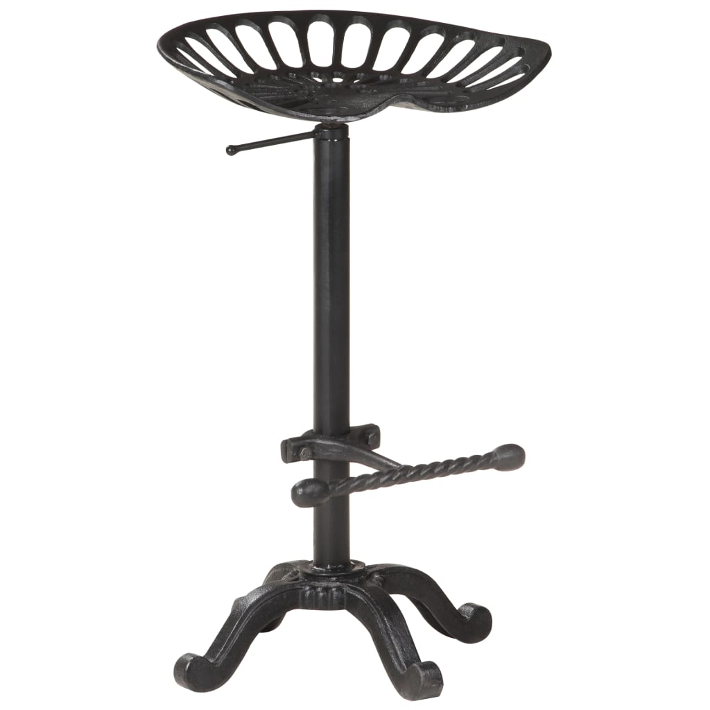 Sleek Black Cast Iron Bar Stool - Durable & Stylish Seating