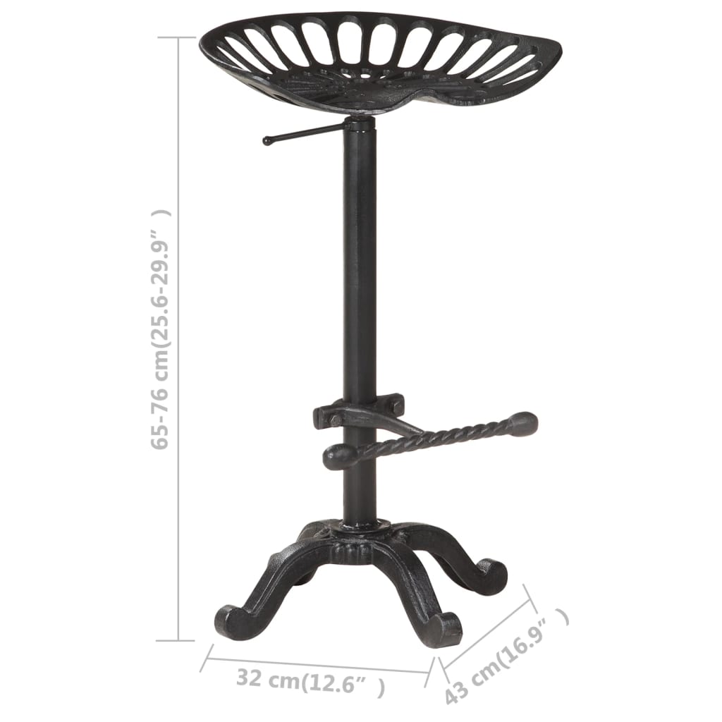 Sleek Black Cast Iron Bar Stool - Durable & Stylish Seating