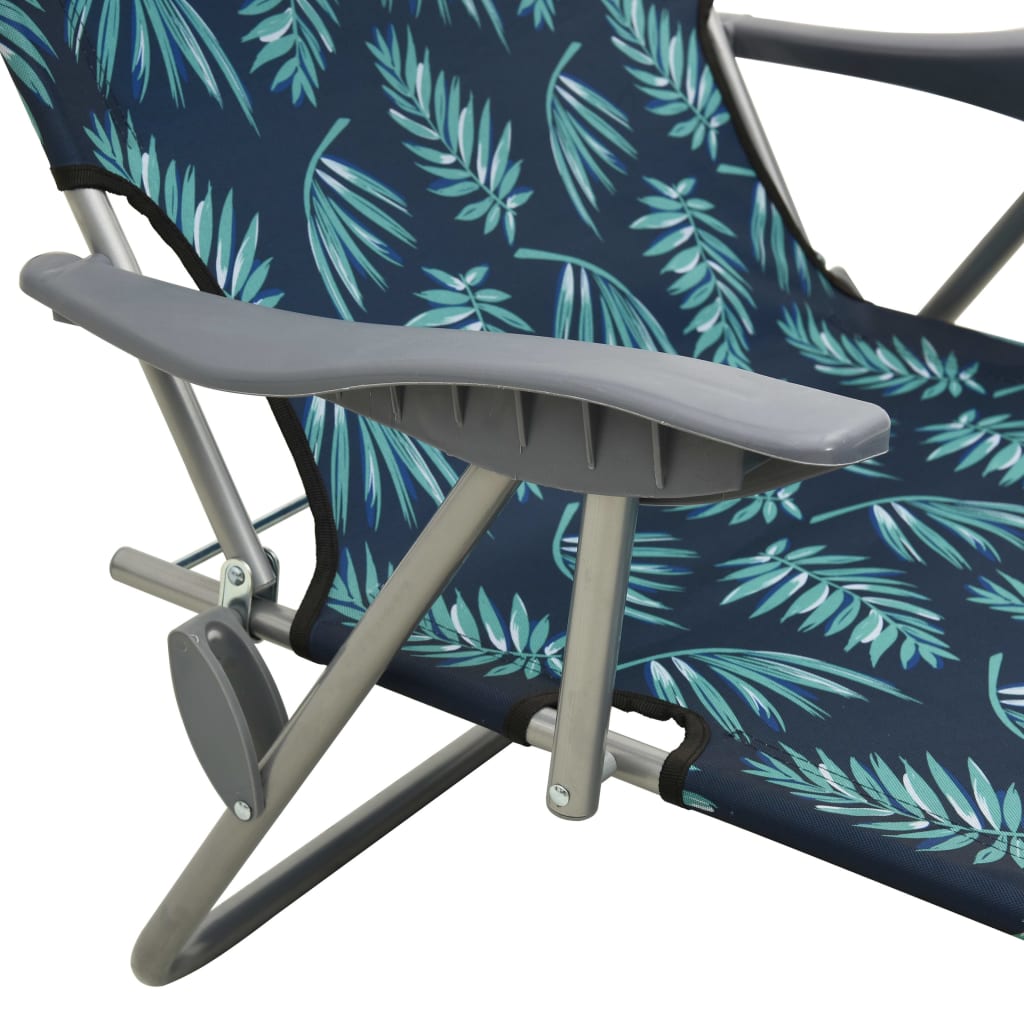Steel Leaf Print Sun Lounger with Canopy - Stylish Outdoor Relaxation