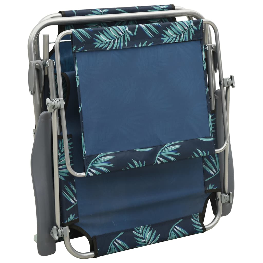 Steel Leaf Print Sun Lounger with Canopy - Stylish Outdoor Relaxation