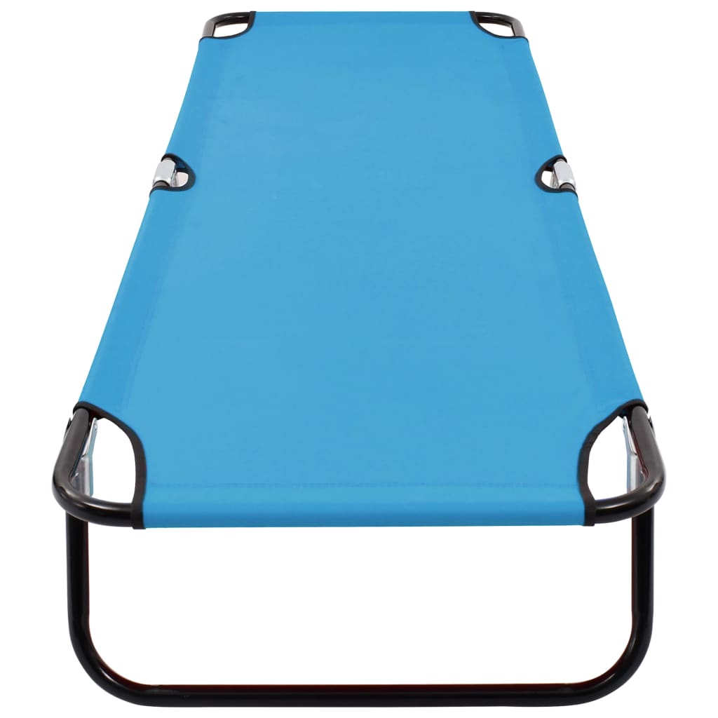 Turquoise Blue Steel Folding Sun Lounger - Relax in Style