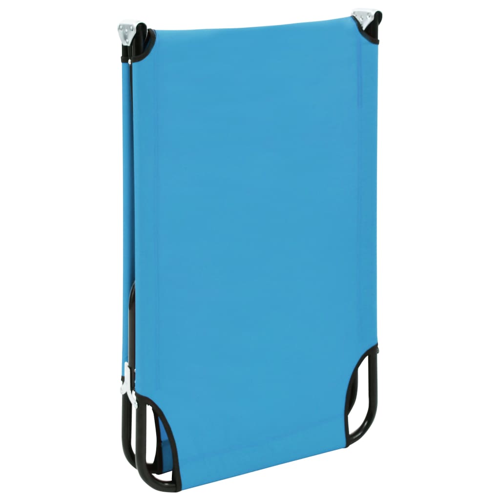 Turquoise Blue Steel Folding Sun Lounger - Relax in Style