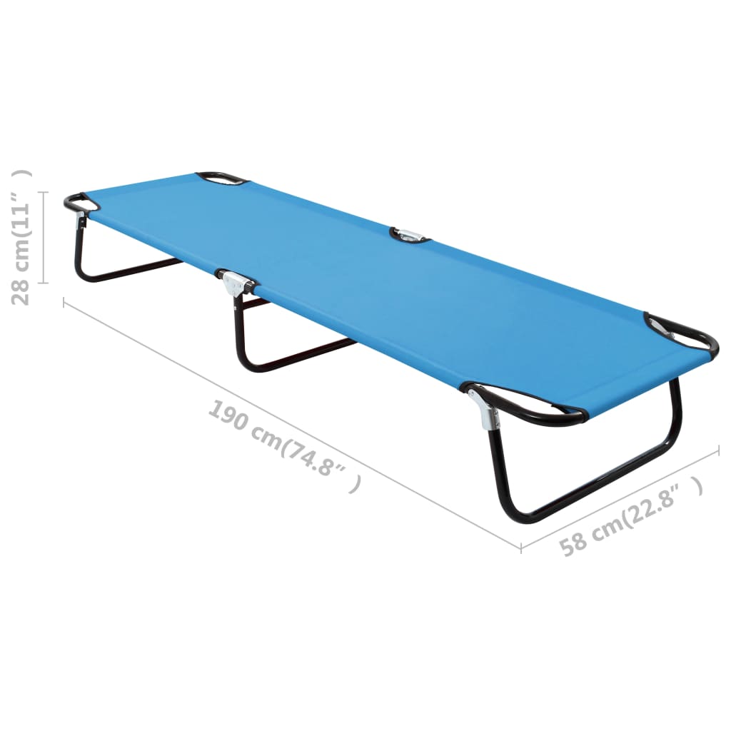 Turquoise Blue Steel Folding Sun Lounger - Relax in Style