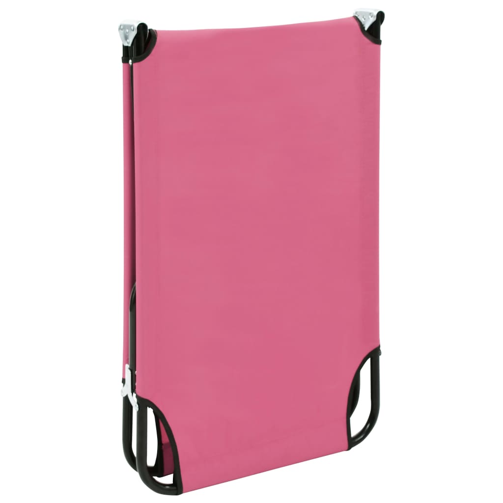 Pink Folding Sun Lounger - Durable Steel Frame, Portable Comfort