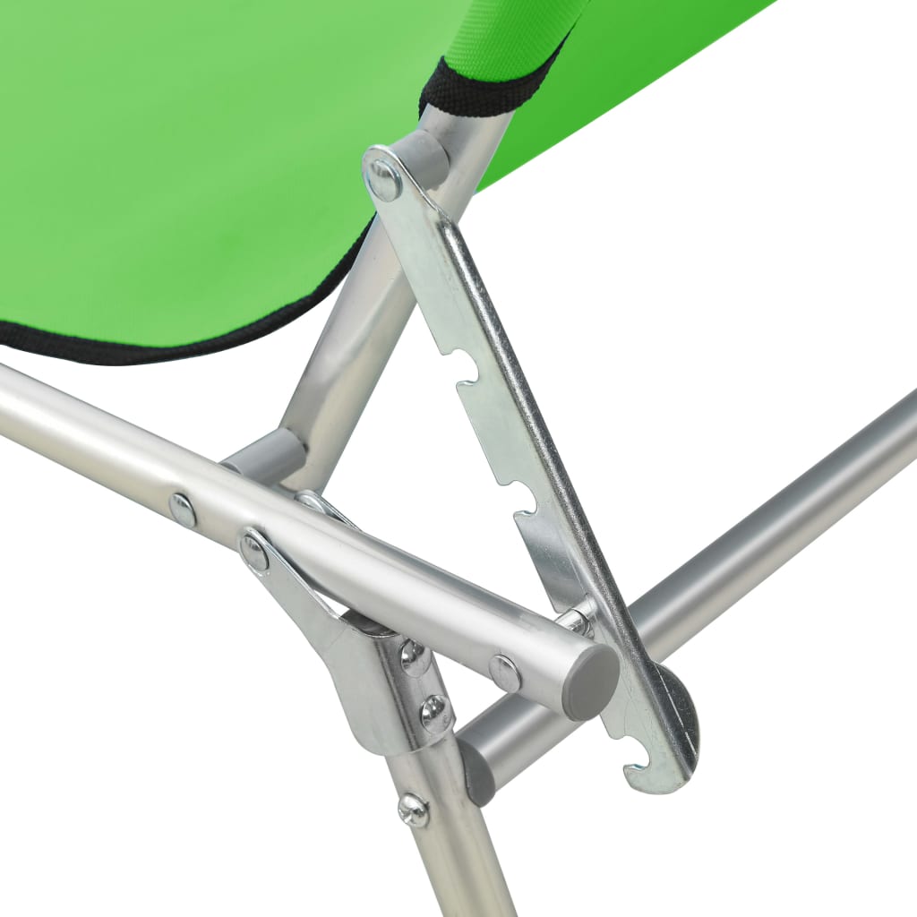 Green Aluminium Folding Sun Lounger with Canopy