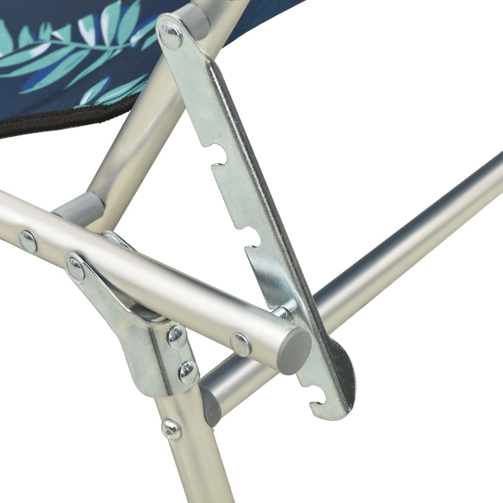 Leaf Print Folding Sun Lounger with Canopy - Aluminum Frame