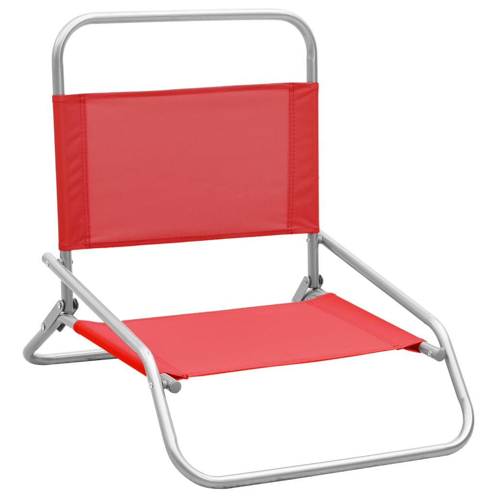 2 Red Folding Beach Chairs - Durable Fabric for Ultimate Comfort