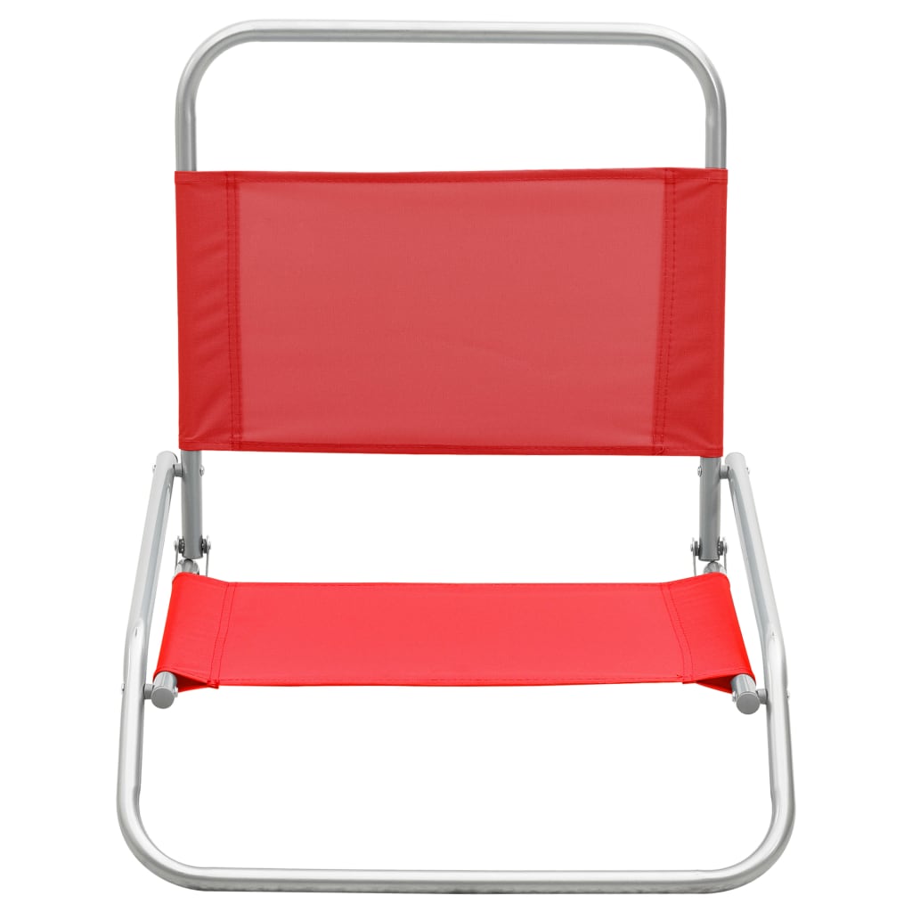 2 Red Folding Beach Chairs - Durable Fabric for Ultimate Comfort