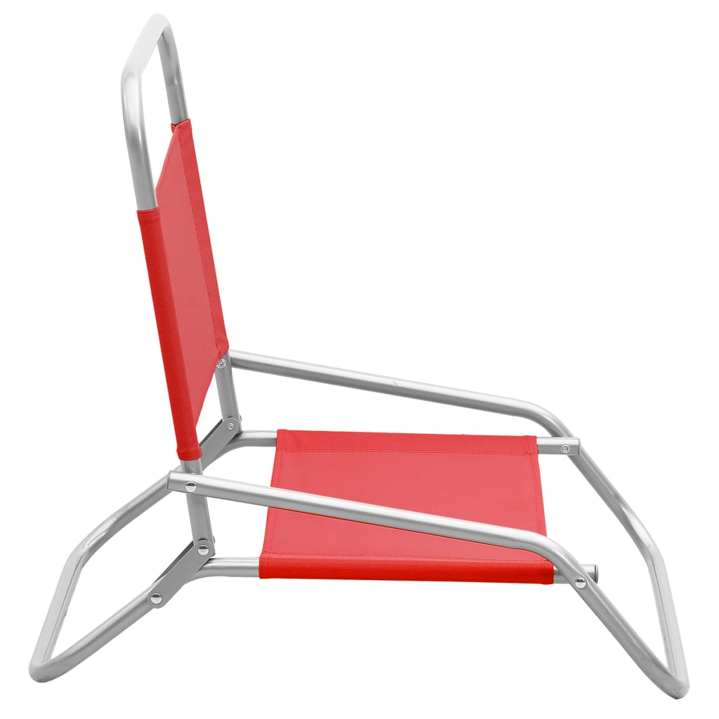 2 Red Folding Beach Chairs - Durable Fabric for Ultimate Comfort