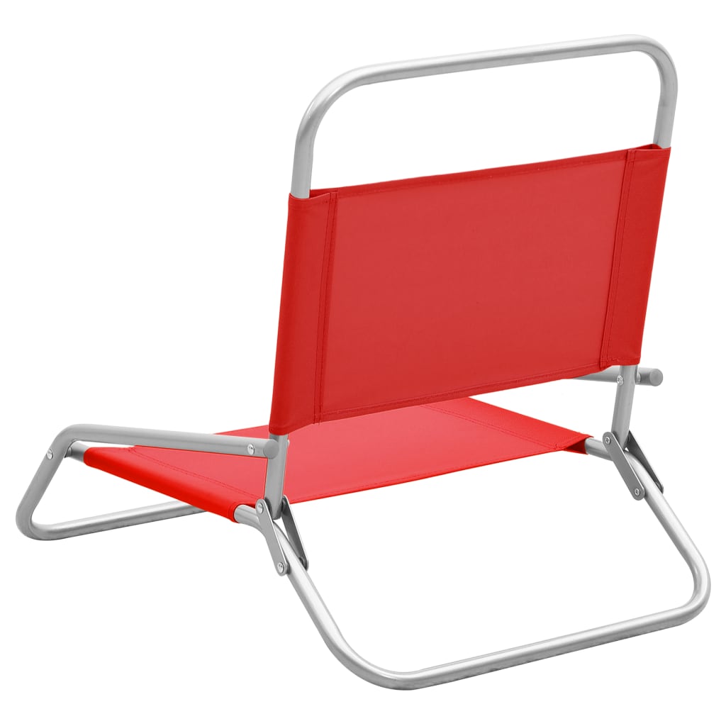 2 Red Folding Beach Chairs - Durable Fabric for Ultimate Comfort