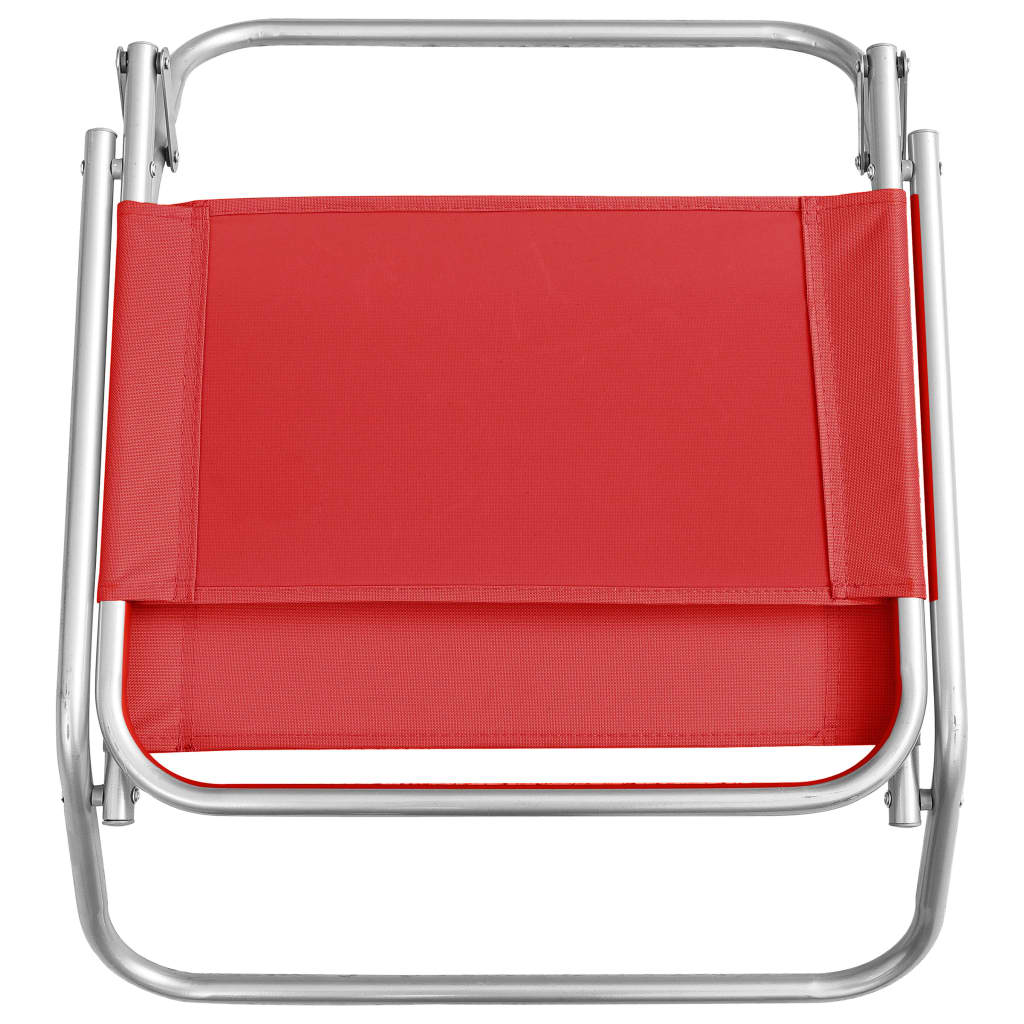 2 Red Folding Beach Chairs - Durable Fabric for Ultimate Comfort
