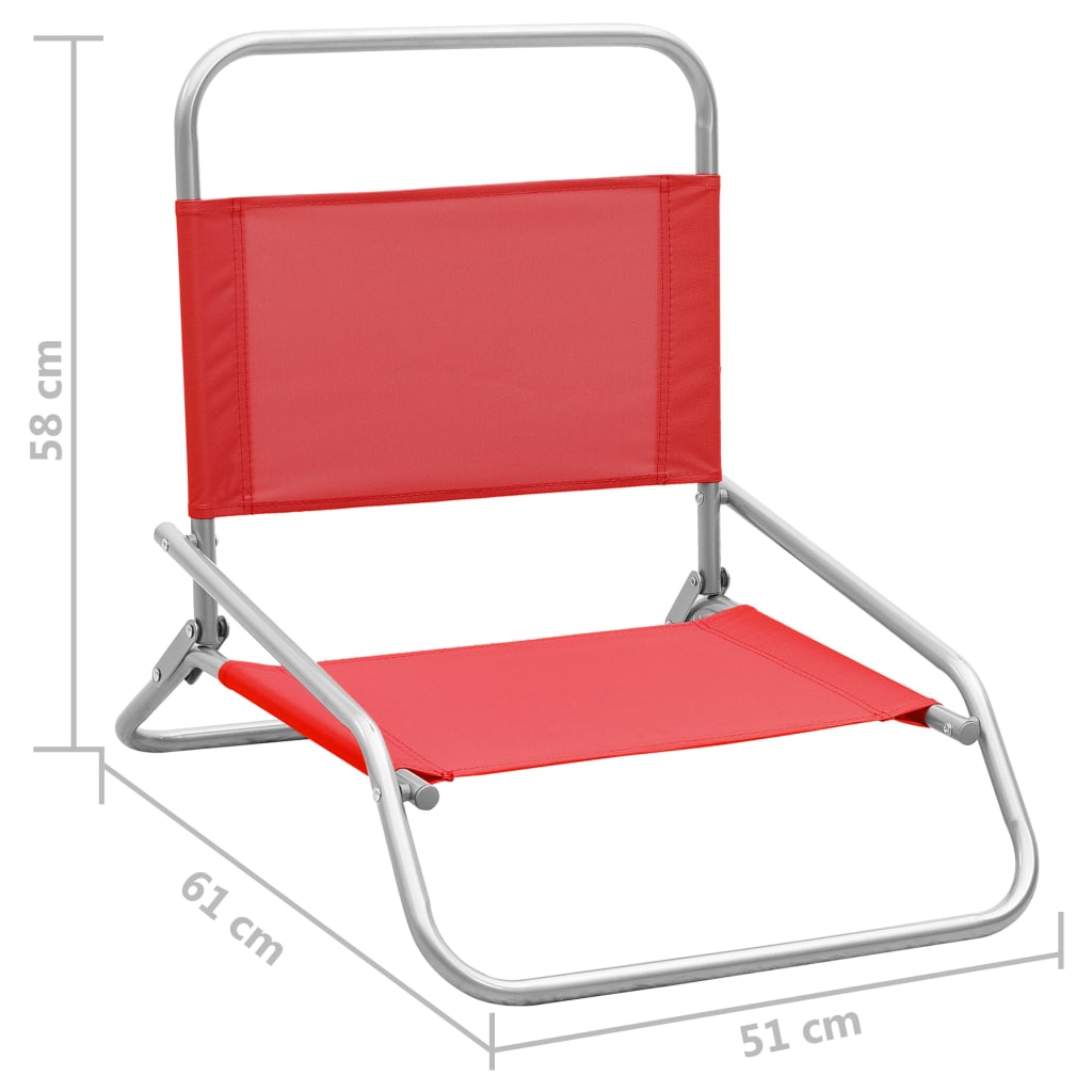 2 Red Folding Beach Chairs - Durable Fabric for Ultimate Comfort