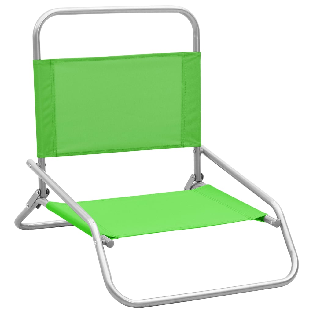 Set of 2 Green Fabric Folding Beach Chairs - Portable & Stylish