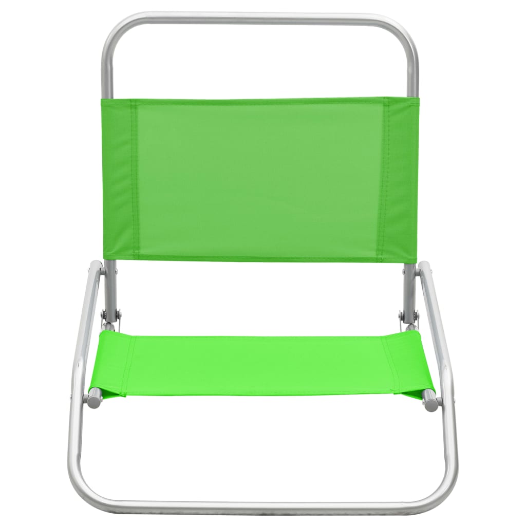 Set of 2 Green Fabric Folding Beach Chairs - Portable & Stylish