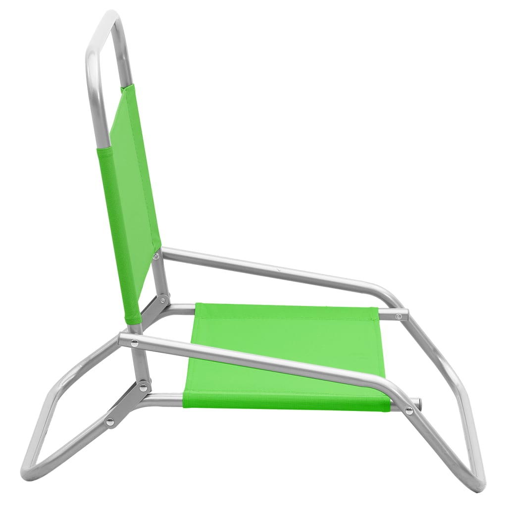 Set of 2 Green Fabric Folding Beach Chairs - Portable & Stylish
