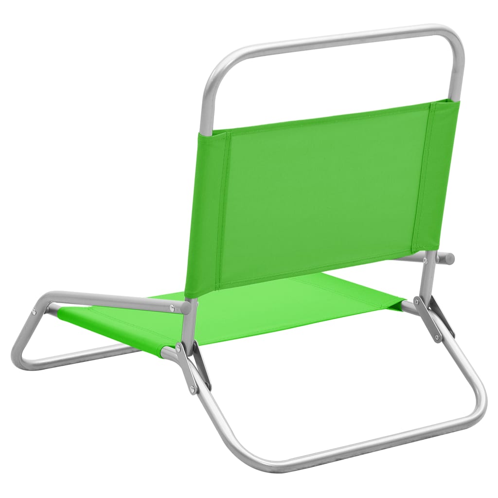 Set of 2 Green Fabric Folding Beach Chairs - Portable & Stylish