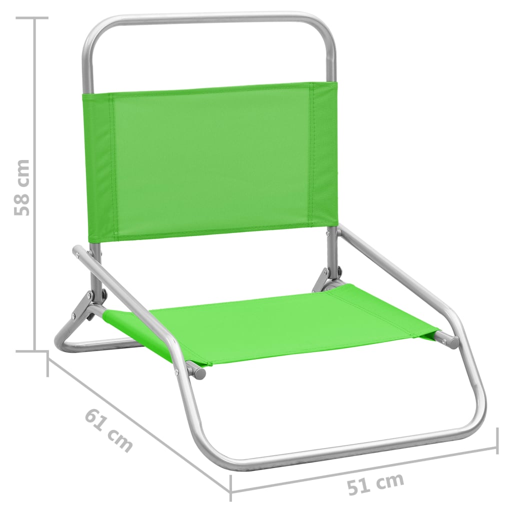 Set of 2 Green Fabric Folding Beach Chairs - Portable & Stylish