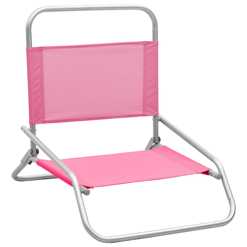 Stylish Pink Folding Beach Chairs Set of 2 - Durable Fabric Design