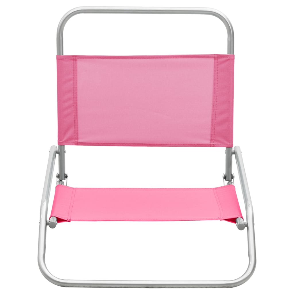 Stylish Pink Folding Beach Chairs Set of 2 - Durable Fabric Design