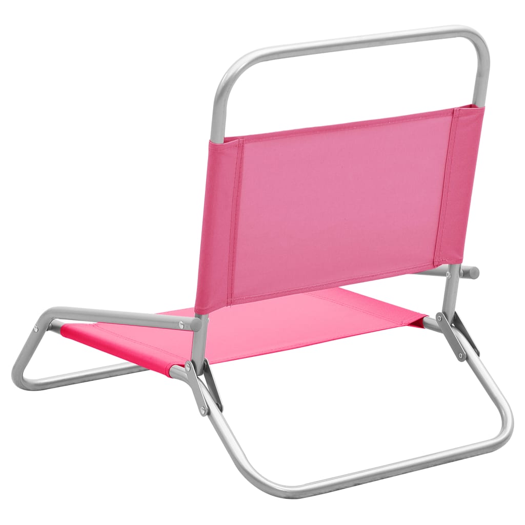 Stylish Pink Folding Beach Chairs Set of 2 - Durable Fabric Design