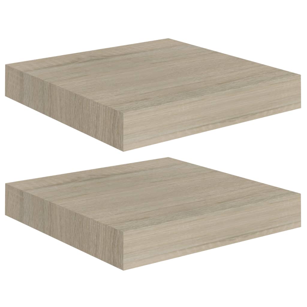 2 Pcs Oak Floating Wall Shelves, 23x23.5x3.8 cm MDF