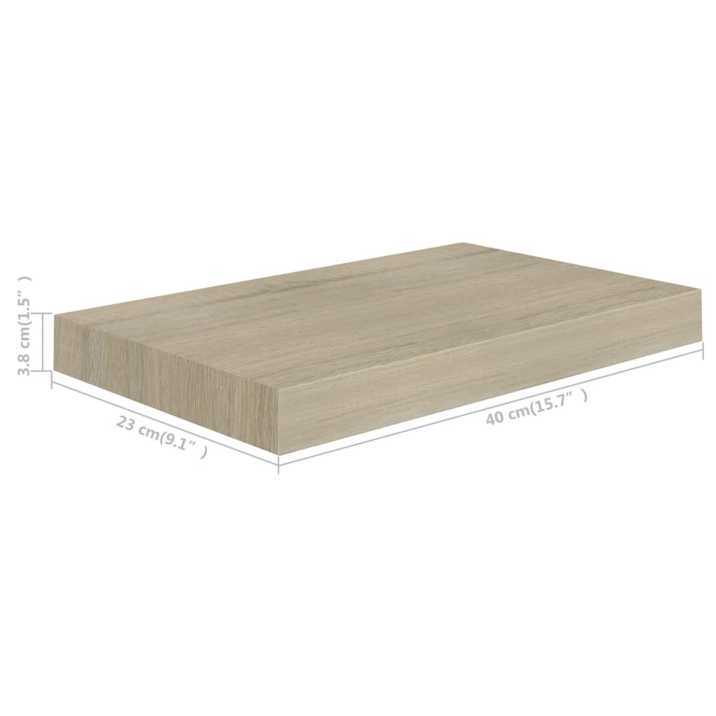 Oak Floating Wall Shelf 40x23x3.8 cm - Durable MDF Design