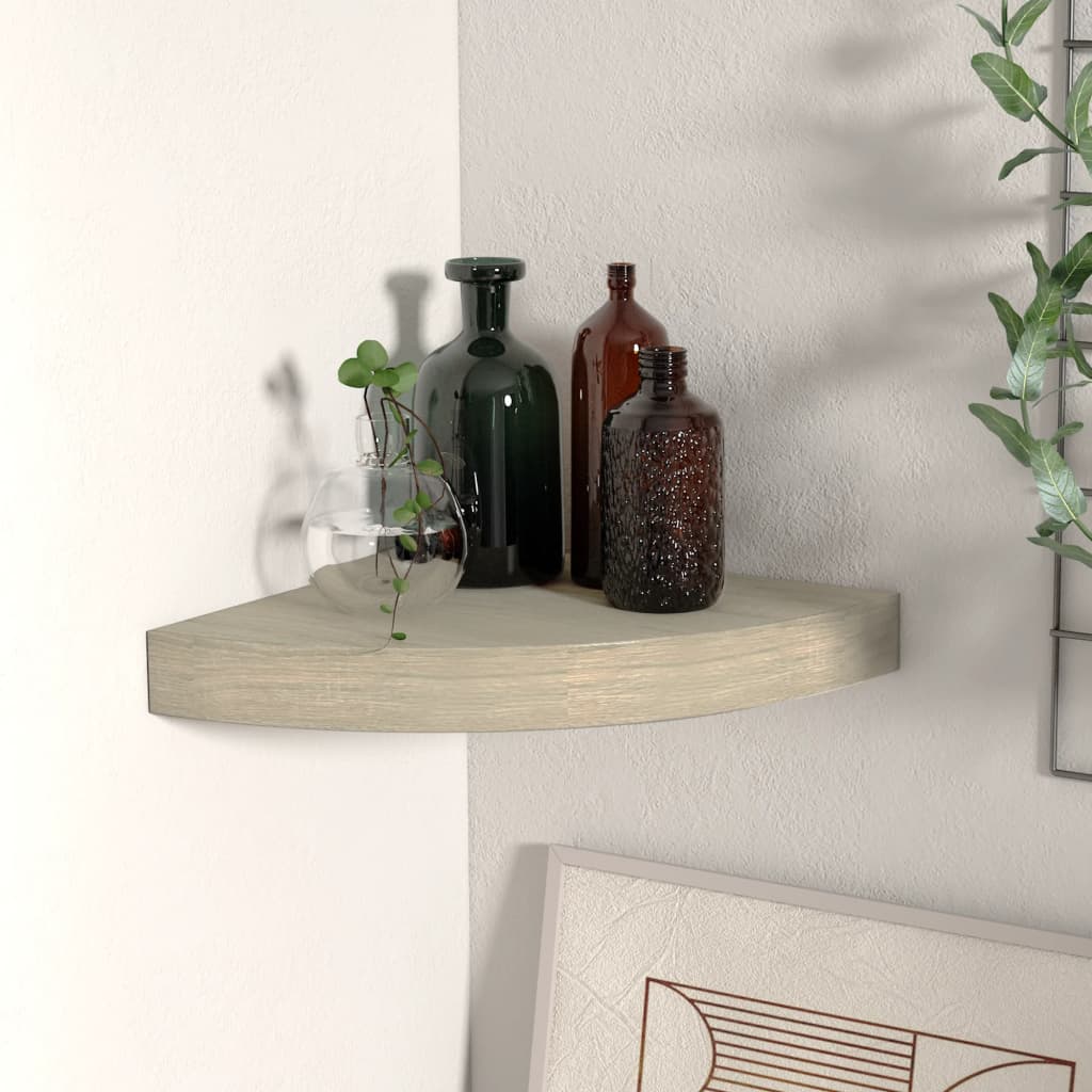 Oak Floating Corner Shelf 25x25x3.8 cm MDF - Stylish Storage Solution