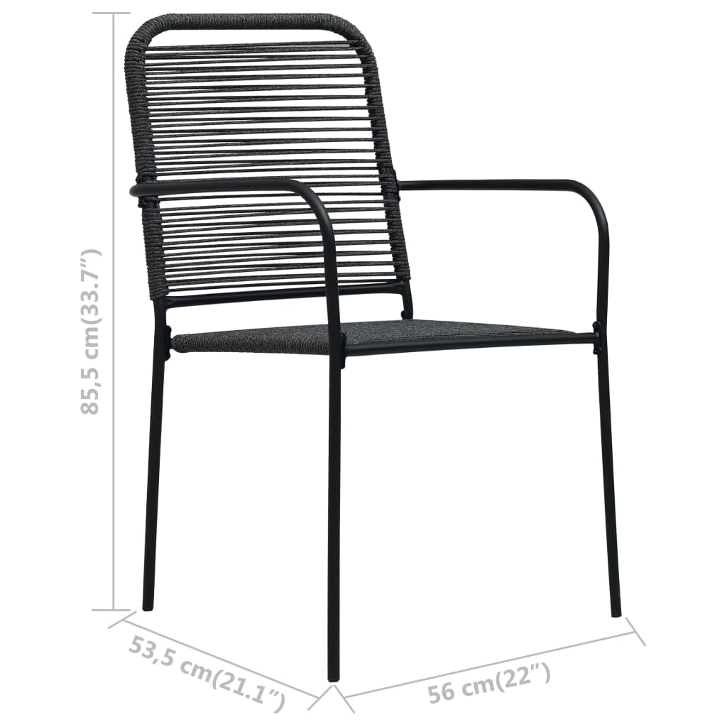 4-Piece Black Steel & Cotton Rope Garden Chairs