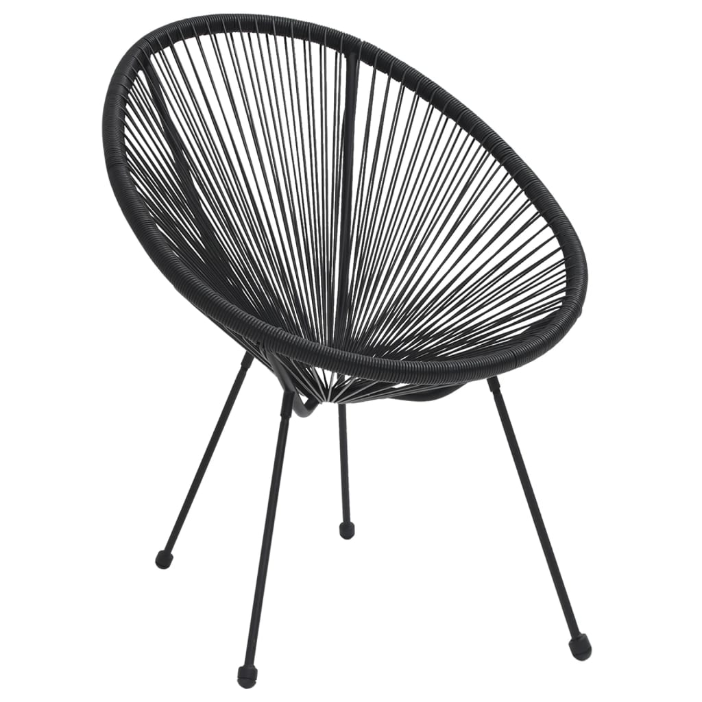 2-Piece Black Rattan Garden Moon Chairs - Stylish Outdoor Seating