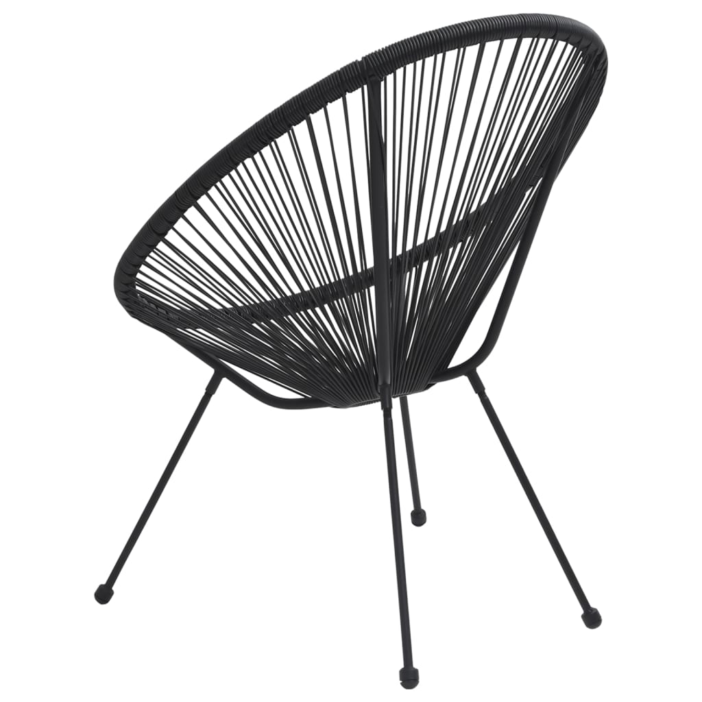 2-Piece Black Rattan Garden Moon Chairs - Stylish Outdoor Seating