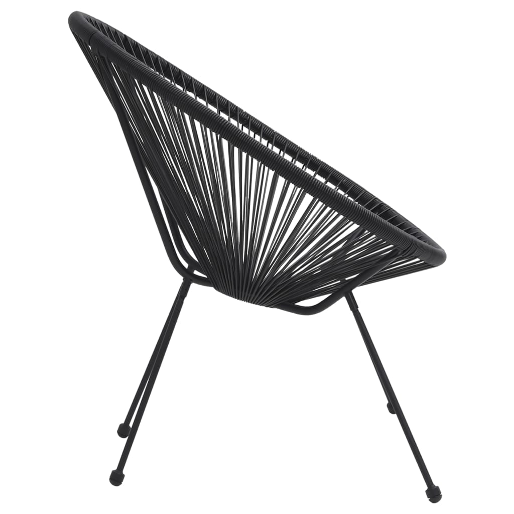 2-Piece Black Rattan Garden Moon Chairs - Stylish Outdoor Seating
